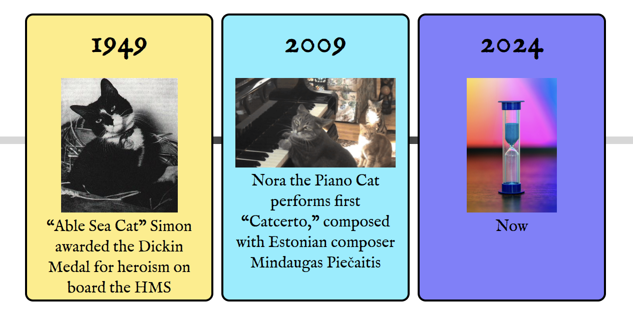 Screenshot of chronoquiz.net showing a timeline of history fact cards